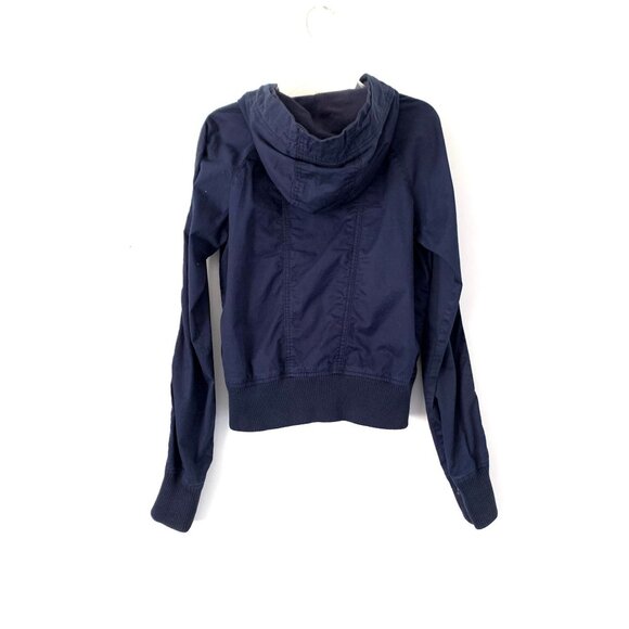 American Eagle Outfitters Size S Navy Hooded Button-Up Utility Jacket Y2K - Picture 6 of 7